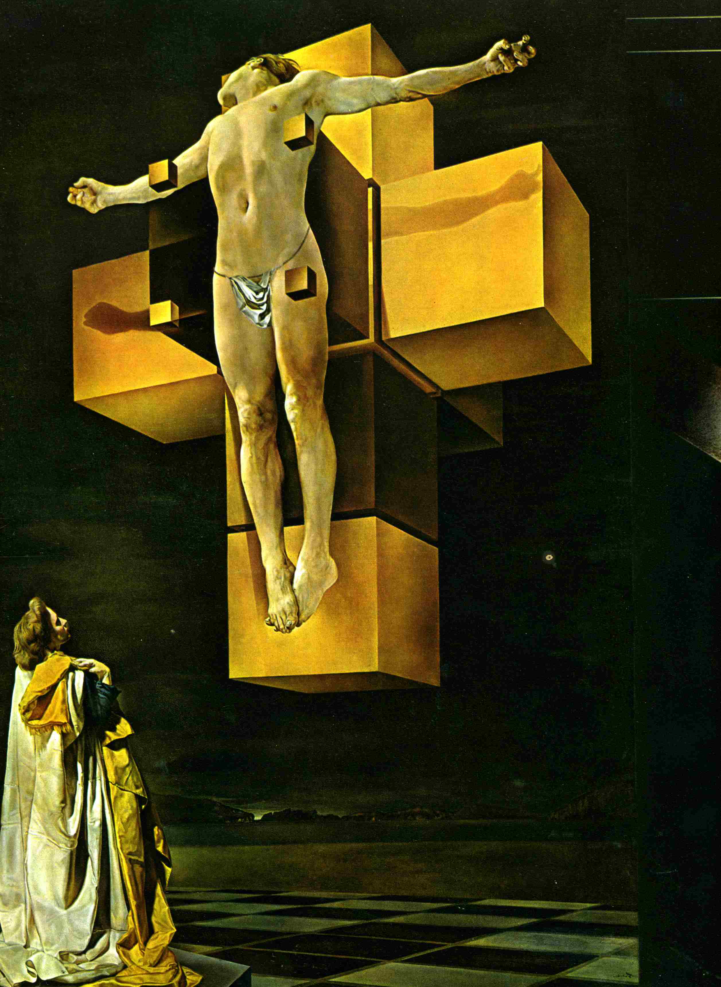 salvador dali painting of jesus on the cross in 4d